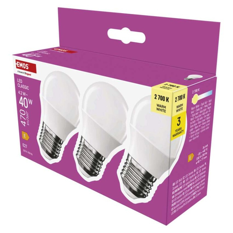 LED Bulb Classic Mini Globe / E27 / 4.2 W (40 W) / 470 lm / Warm white [1]