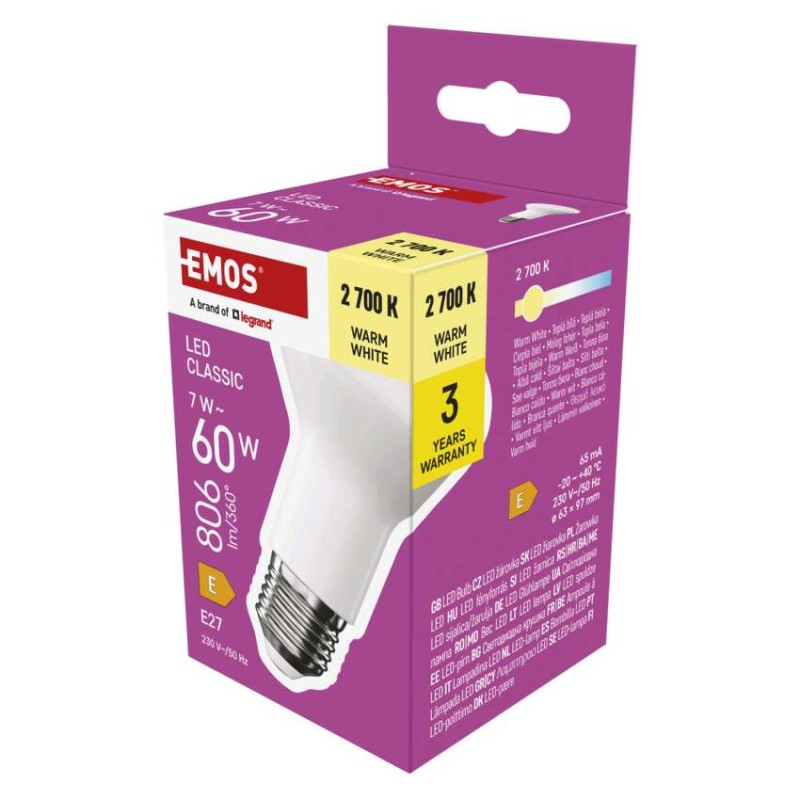 LED Bulb Classic R63 / E27 / 7 W (60 W) / 806 lm / Warm white [1]