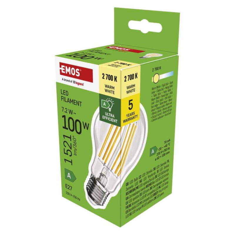 LED Bulb Filament A60 A CLASS / E27 / 7.2 W (100 W) / 1521 lm / warm white [2]