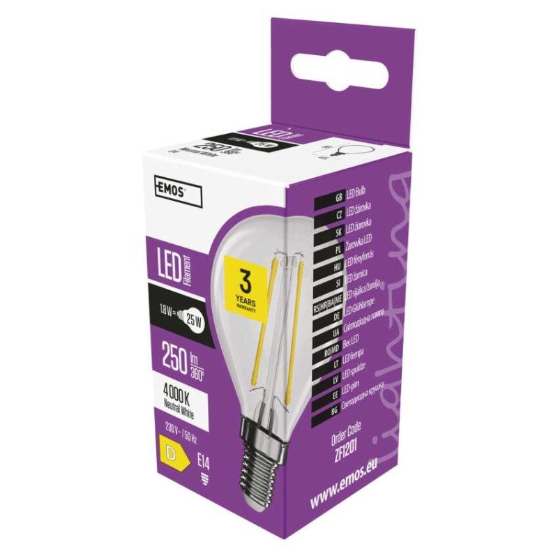 LED Bulb Filament Mini Globe / E14 / 1.8 W (25 W) / 250 lm / neutral white [1]