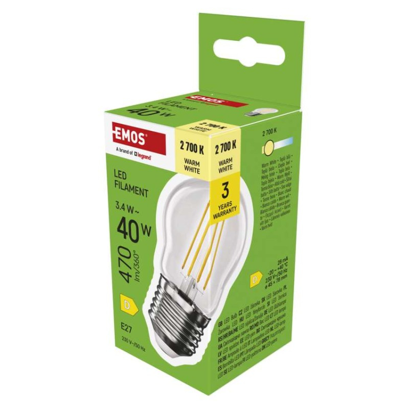 LED Bulb Filament Mini Globe / E27 / 3.4 W (40 W) / 470 lm / Warm white [1]