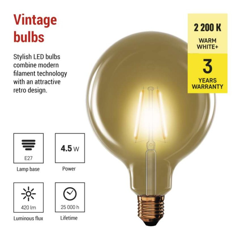 LED Bulb Vintage G125 / E27 / 4.5 W (40 W) / 420 lm / Warm white [3]