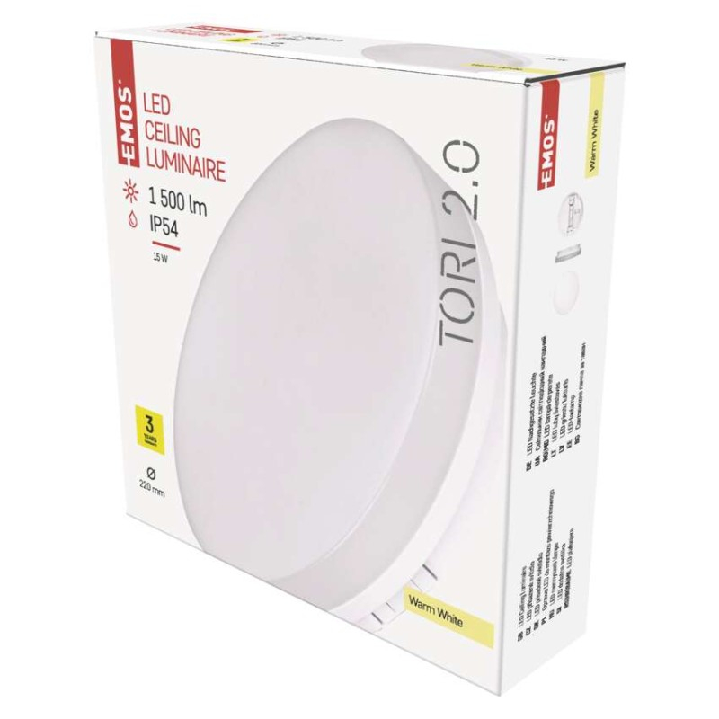 LED Ceiling lamp TORI, round 15W warm white IP54 [1]