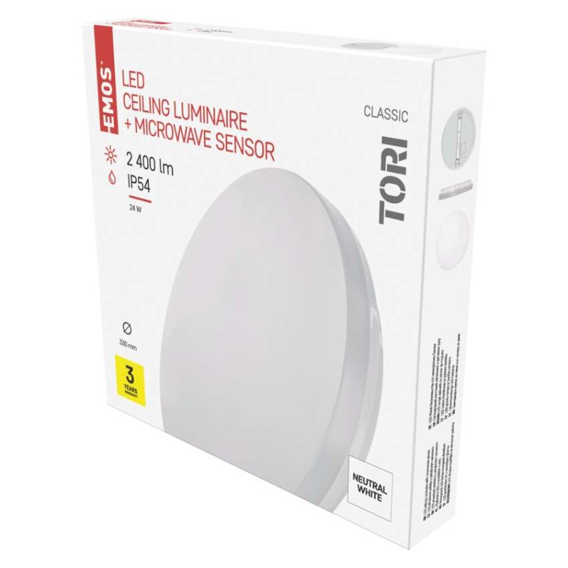 LED Ceiling lamp Tori, round 24W neutral white + mot. sensor [1]