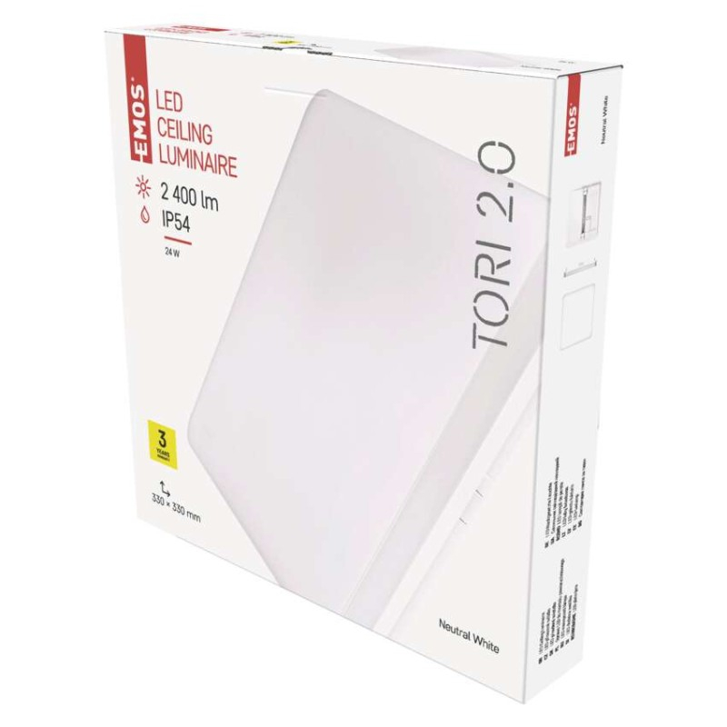 LED Ceiling lamp TORI, square 24W neutral white IP54 [1]