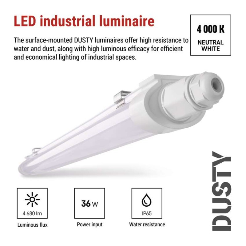 LED dustproof luminaire DUSTY 36W neutral white, IP65, 4680 lm [3]