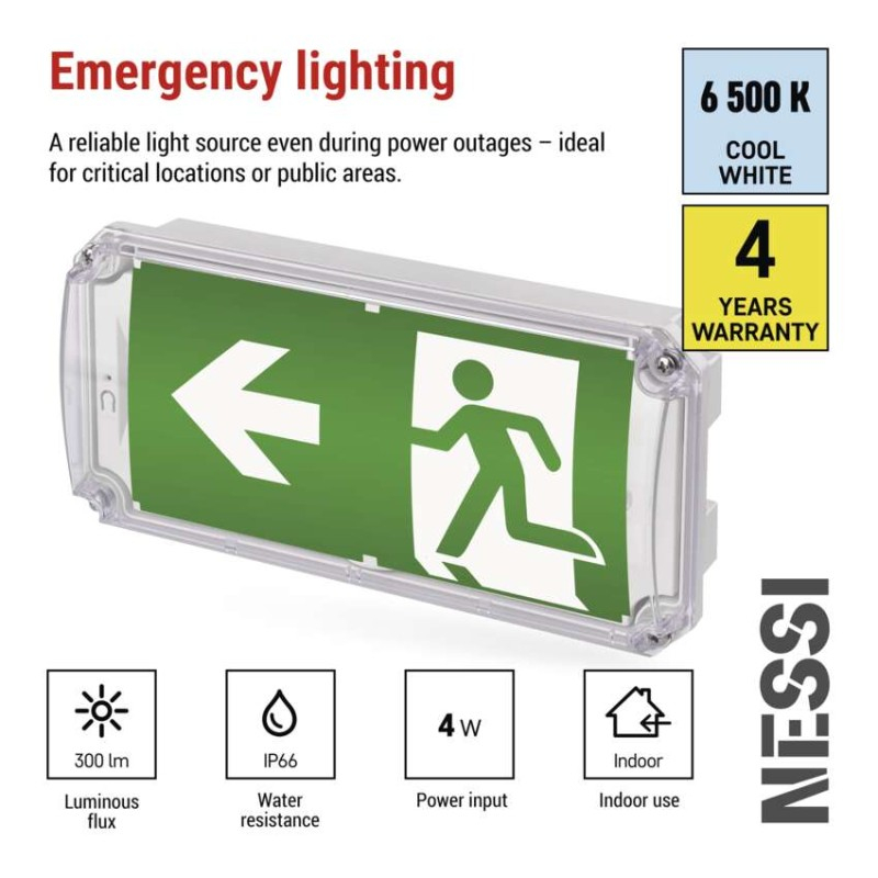 LED Emergency Bulkhead NESSI 4W 3h IP66 [3]