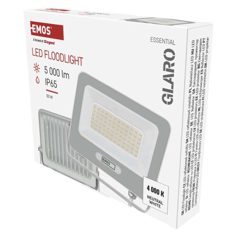 LED floodlight GLARO 50W, white, IP65, 5000 lm, neutral white [2]