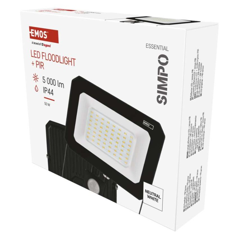 LED floodlight SIMPO with motion sensor, 50 W, black, neutral white [2]