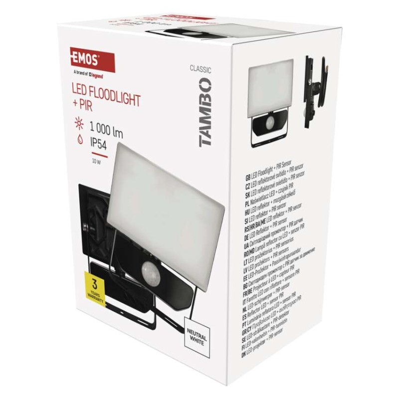 LED Floodlight TAMBO with motion sensor, 10 W, 1000 lm, black [2]