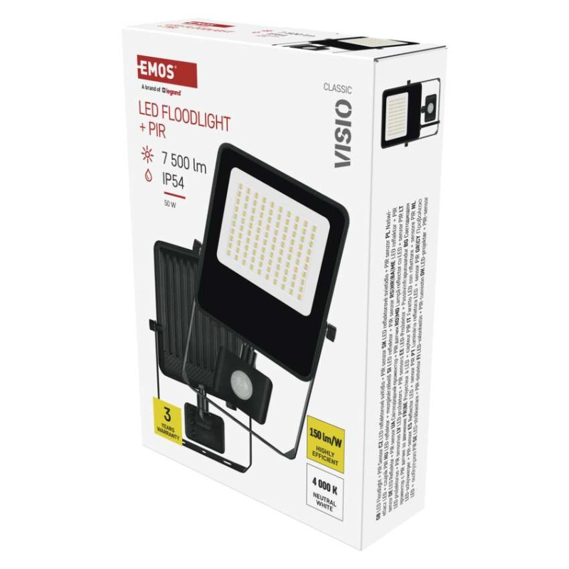 LED Floodlight VISIO with motion sensor, 50 W, black, neutral white [2]