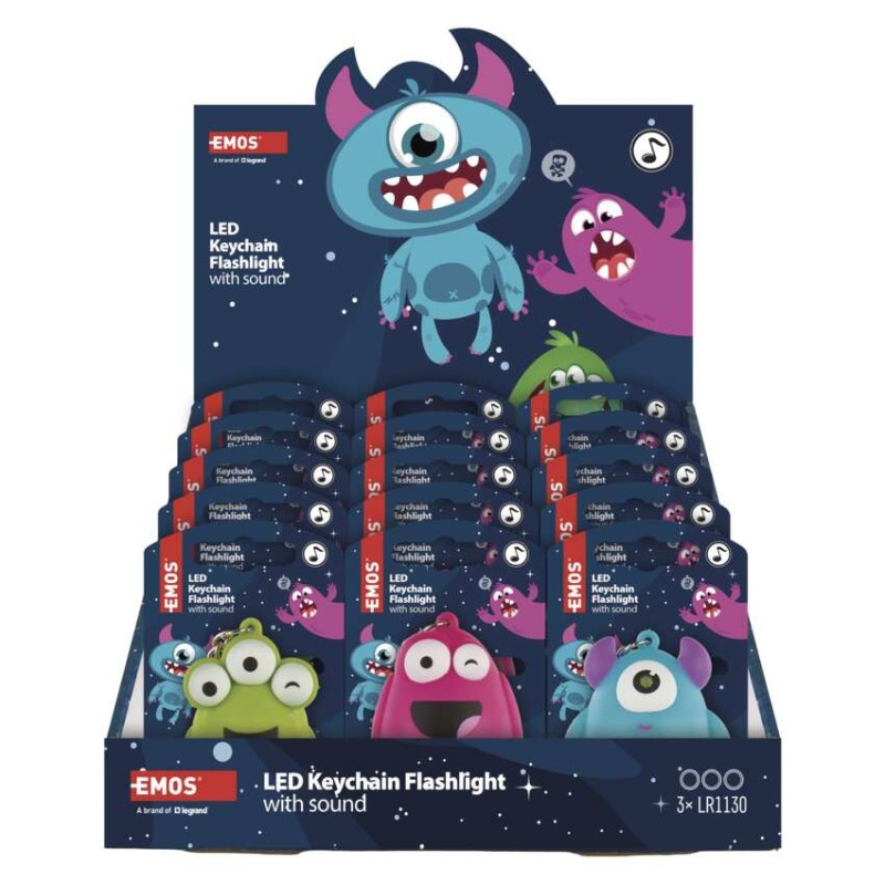 LED keyring - monsters with sound, 18 pcs, display box [3]
