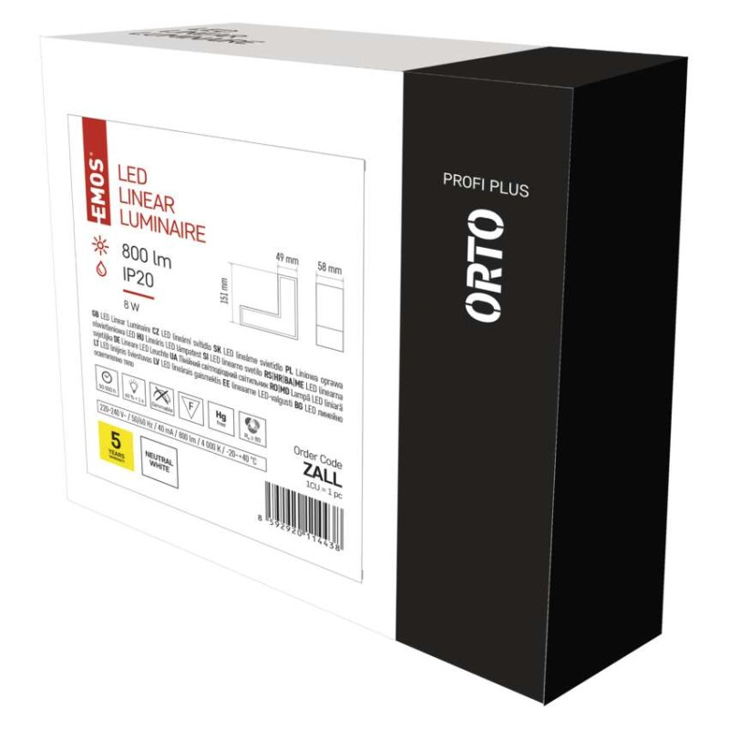 LED linear luminaire ORTO LCON 8W, neutal white [1]