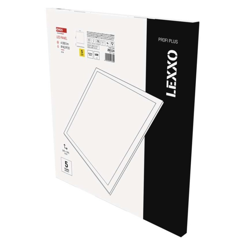LED panel LEXXO backlit 60×60, recessed, white, 30W UGR neu. white [1]
