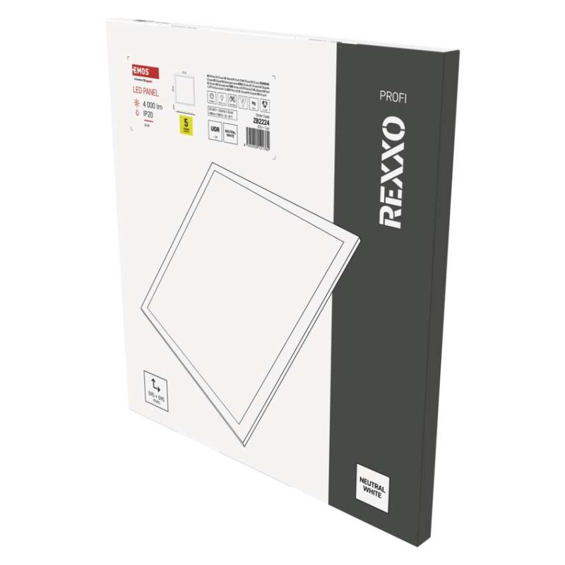 LED panel REXXO backlit 60×60, built-in, white, 36W, neutral white UGR [1]