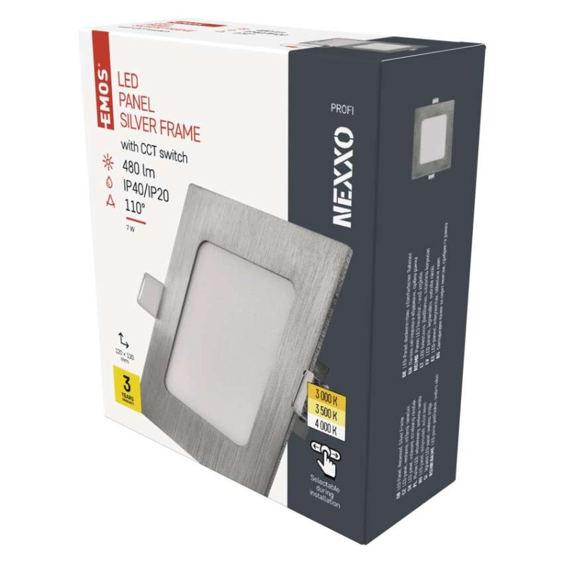 LED recessed luminaire NEXXO, square, silver, 7W, with change CCT [1]