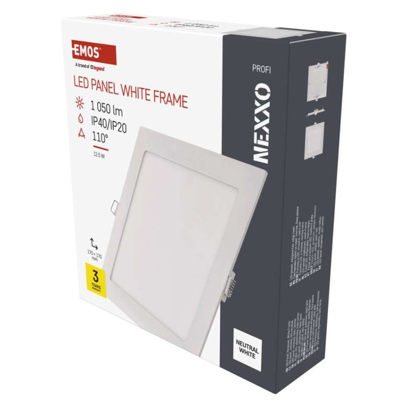 LED recessed luminaire NEXXO, square, white, 12.5W, neutral white [1]