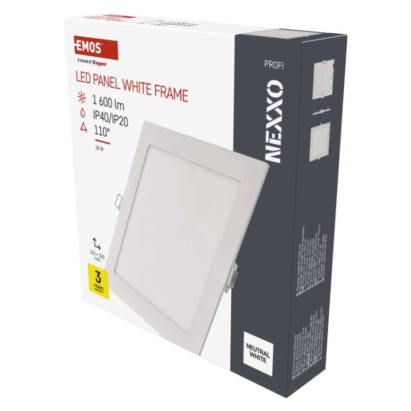 LED recessed luminaire NEXXO, square, white, 18W, neutral white [1]