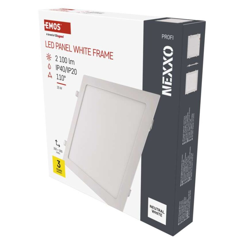 LED recessed luminaire NEXXO, square, white, 25W, neutral white [1]