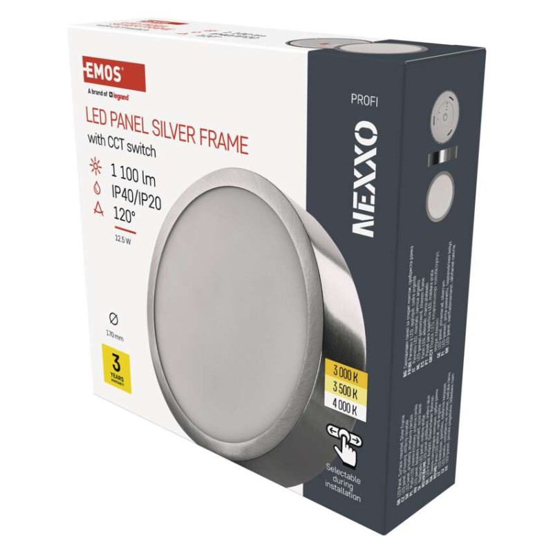 LED surface luminaire NEXXO, round, silver, 12.5W, with change CCT [1]