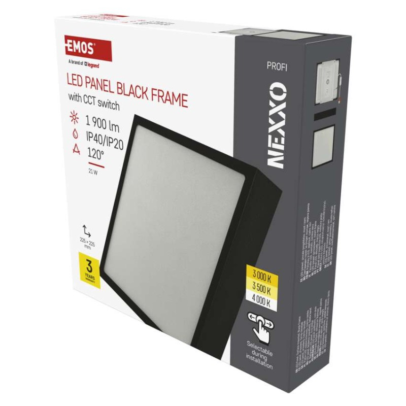 LED surface luminaire NEXXO, square, black, 21W, with change CCT [1]