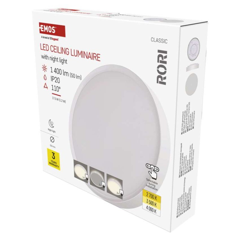LED surface luminaire RORI round, white, 17W, with change CCT [1]
