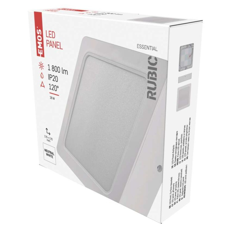 LED surface luminaire RUBIC, square, white, 18W, neutral white [1]