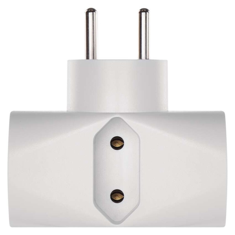 Multiple Socket 2× round + 1× rectangular, white [2]