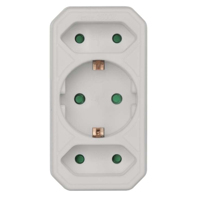 Multiple Socket SCHUKO 2× rectangular + 1× round, white [2]