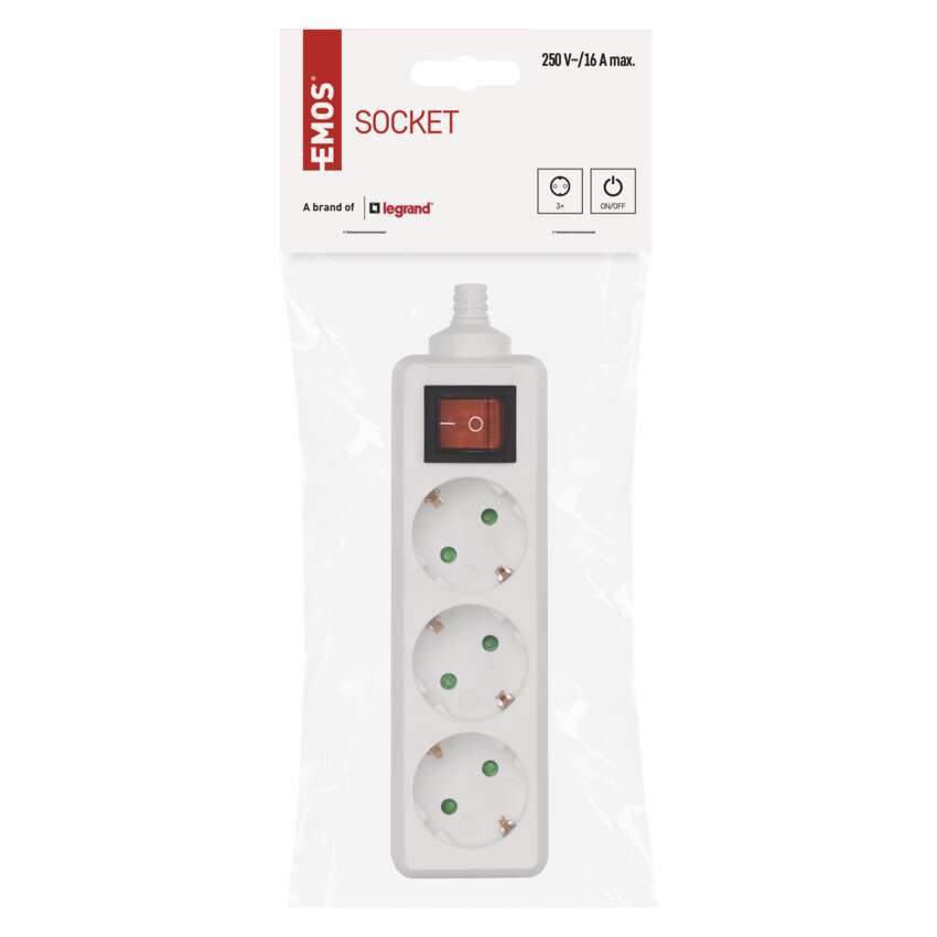 MULTIPRIZA SCHUCKO, 3 PRIZE, CU INTRERUPATOR(FARA CABLU) [5]