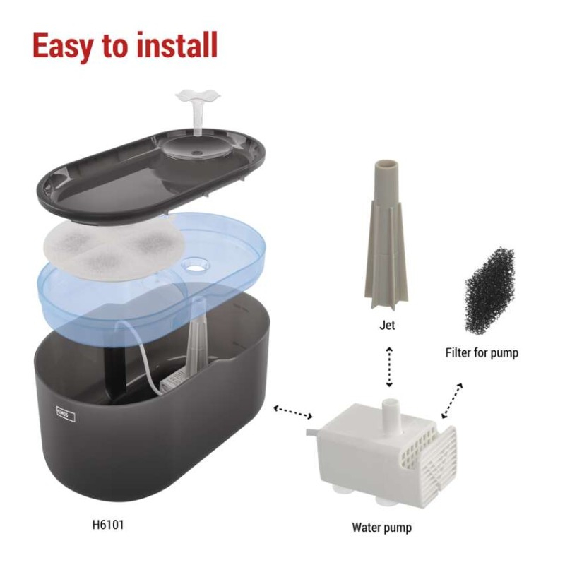 Pet Care water fountain, 2.6 l, grey [3]