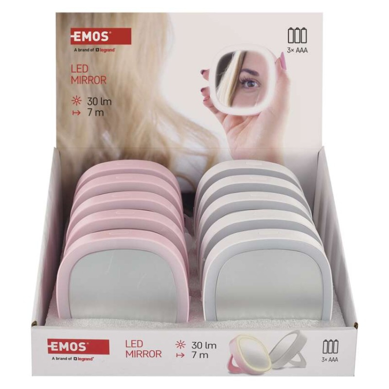 Pocket cosmetic mirror with LED light, 10 pcs, display box [2]