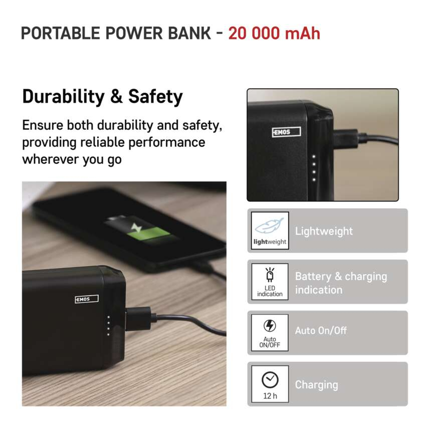 POWERBANK PORTABIL ALPHA2  20, 20W, 20000MAH, NEGRU [6]