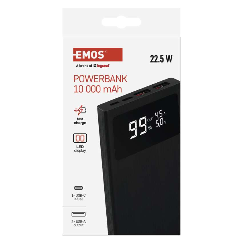 POWERBANK PORTABIL EMOS BETAQ 10, 10000 MAH, 22.5W NEGRU [12]