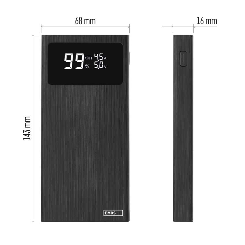 POWERBANK PORTABIL EMOS BETAQ 10, 10000 MAH, 22.5W NEGRU [2]