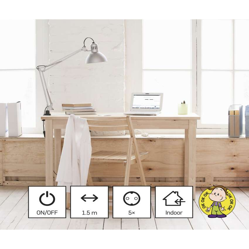 PRELUNGITOR ALB 1.5M, 5 PRIZE, CU INTRERUPATOR [8]