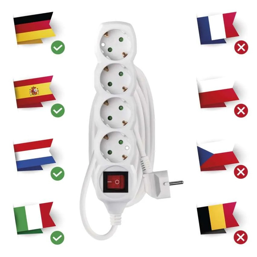 PRELUNGITOR ALB 3 M,4 PRIZE, CU INTRERUPATOR [4]