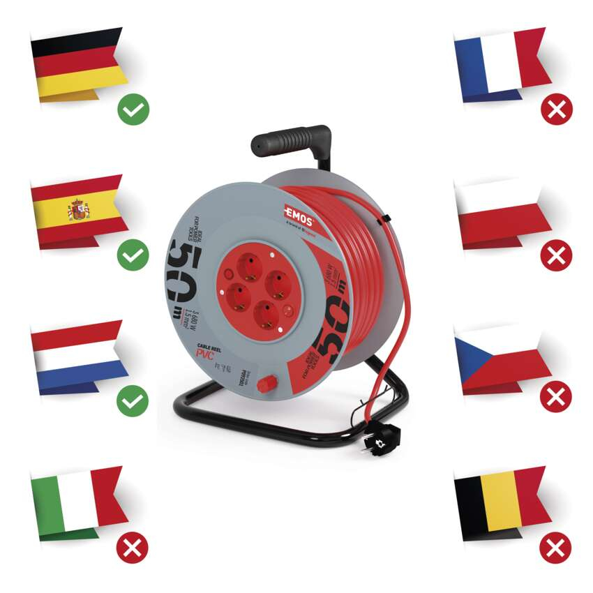 PRELUNGITOR CU TAMBUR, 50M, 4 PRIZE, 1.5MM2, PVC [4]