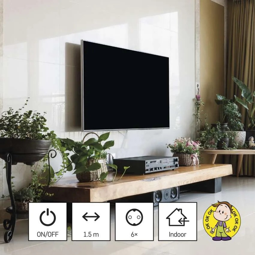 PRELUNGITOR NEGRU 1,5 M , 6 PRIZE, CU INTRERUPATOR [5]