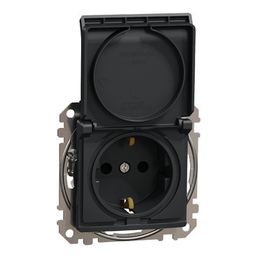 PRIZA 2P+E CU OBTURATOARE SI CAPAC ANTRACIT SEDNA [1]