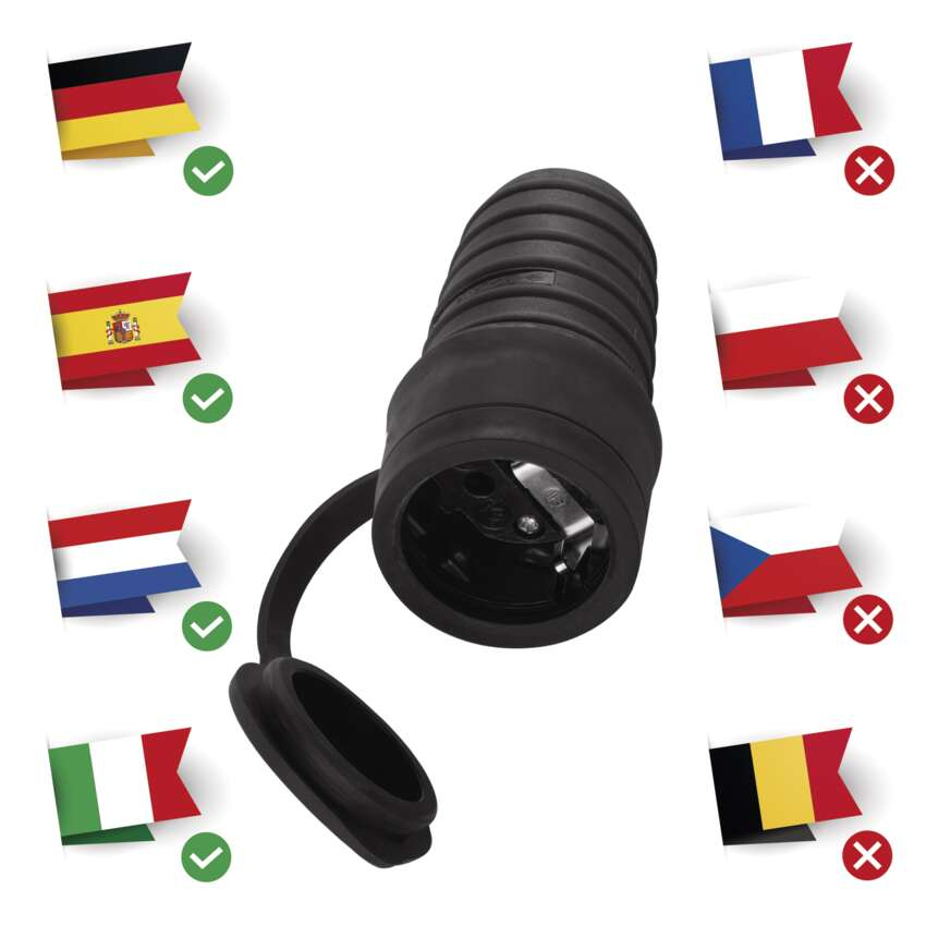 PRIZA CAUCIUC SCHUKO, IP44, NEGRU [5]