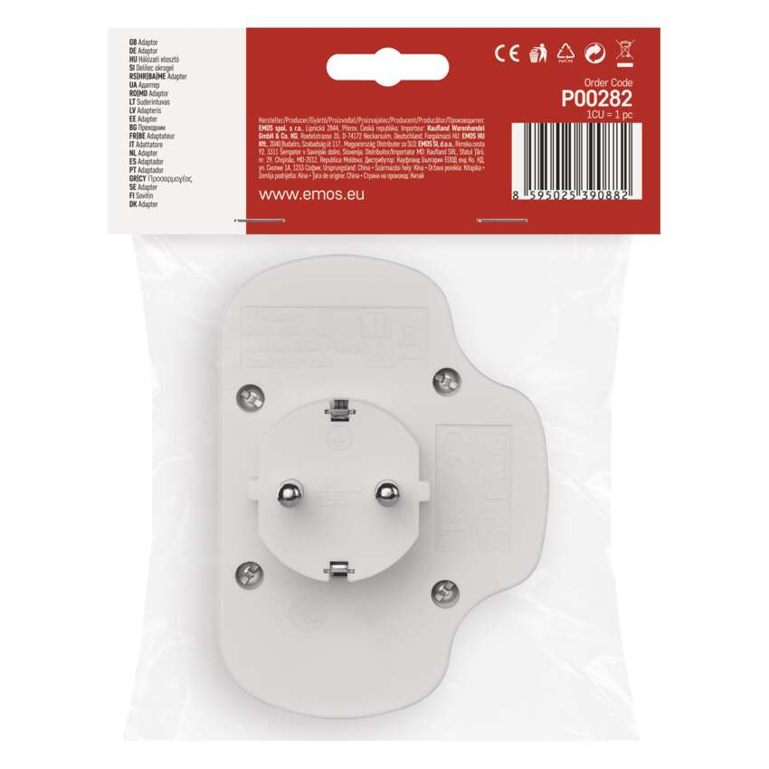 PRIZA MULTIPLA SCHUKO, 2 PRIZE DREPTUNGHIULARE+1 PRIZA ROTUNDA, CU INTRERUPATOR [8]