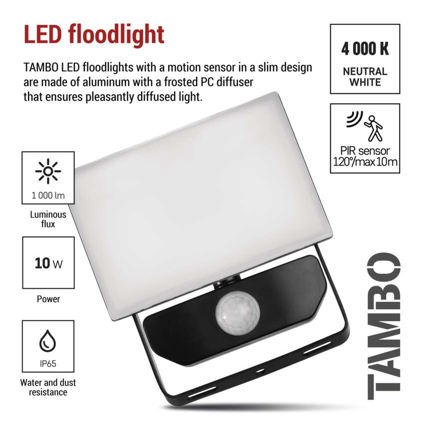 PROIECTOR LED TAMBO 10W 1000LM 4000K IP54 CU SENZOR DE MISCARE [9]