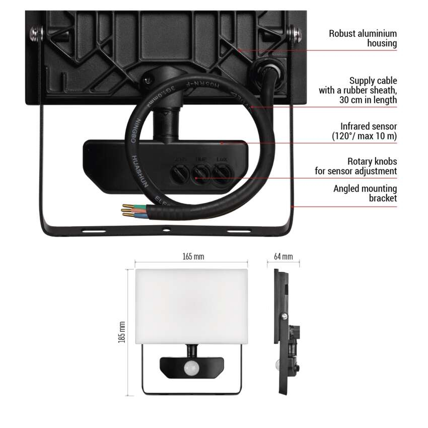 PROIECTOR LED TAMBO 30W 3000LM 4000K IP54 CU SENZOR DE MISCARE [12]