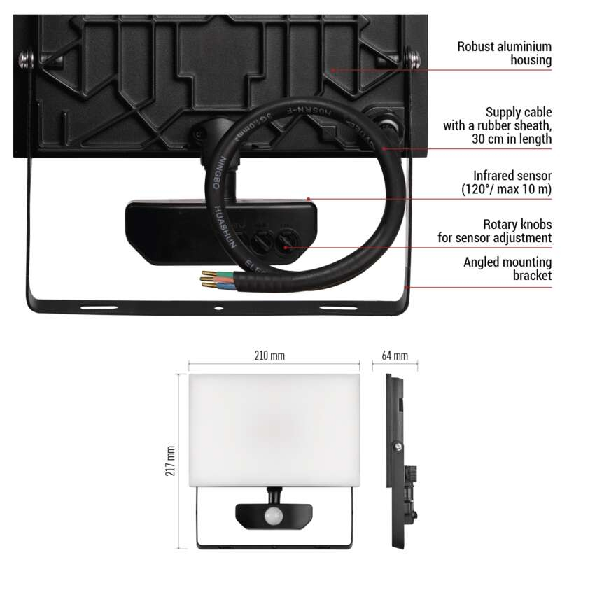PROIECTOR LED TAMBO 50W 5000LM 4000K IP54 CU SENZOR DE MISCARE [12]