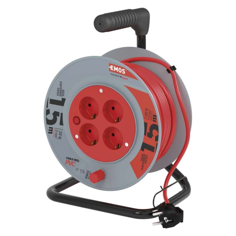 PVC Extension Cord Reel– 4 sockets, 15m SCHUKO [1]