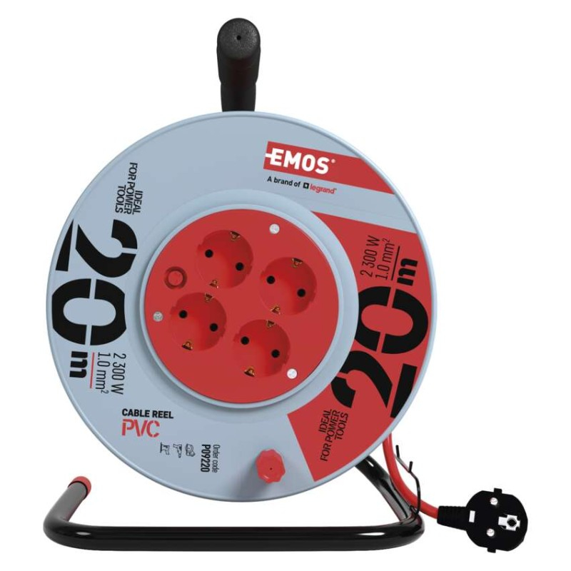 PVC Extension Cord Reel– 4 sockets, 20m SCHUKO [2]