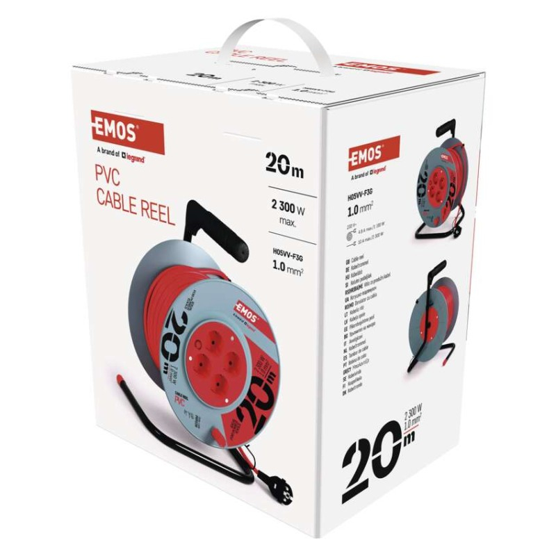 PVC Extension Cord Reel– 4 sockets, 20m SCHUKO [3]