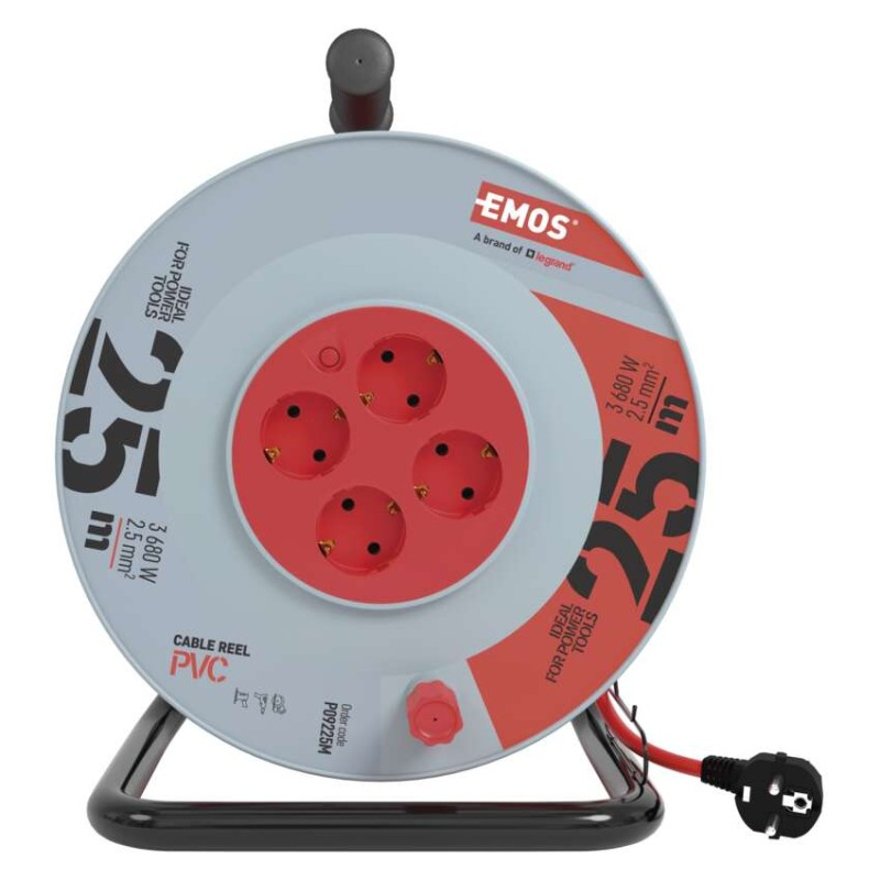 PVC Extension Cord Reel– 4 sockets, 25m, 2,5mm2 SCHUKO [2]