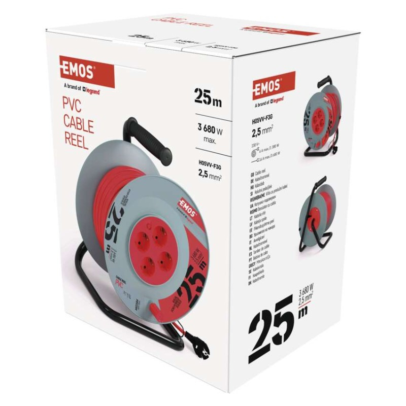 PVC Extension Cord Reel– 4 sockets, 25m, 2,5mm2 SCHUKO [3]